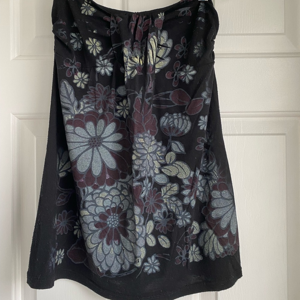 Women’s size small strapless black floral top